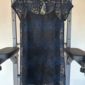 Elegant Black & Navy Lace Dress by Loft
